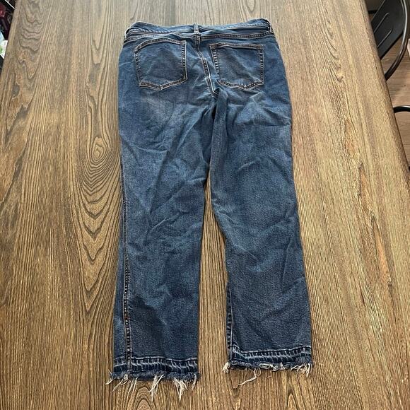 Made and Loved LOFT Modern Straight Jeans Denim Raw Hem Dark Wash Blue Sz 30/10 - Picture 7 of 13